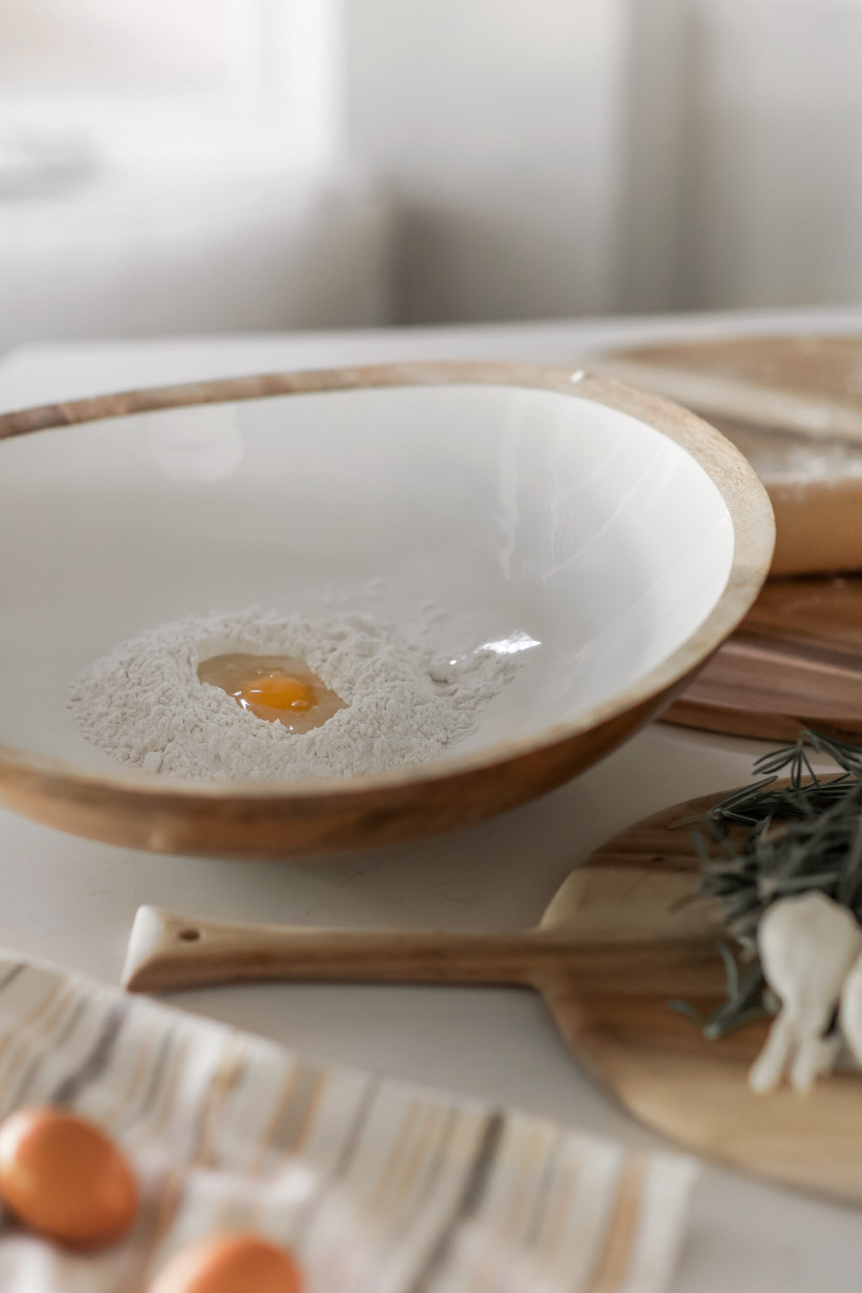 Large White Enamel Wood Bowl - Image 5