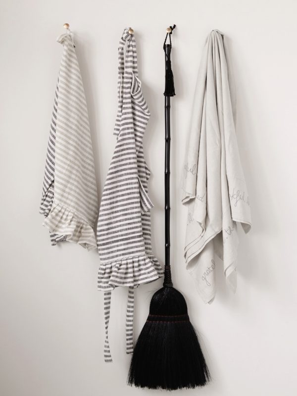 Striped Cotton Apron With Ruffle