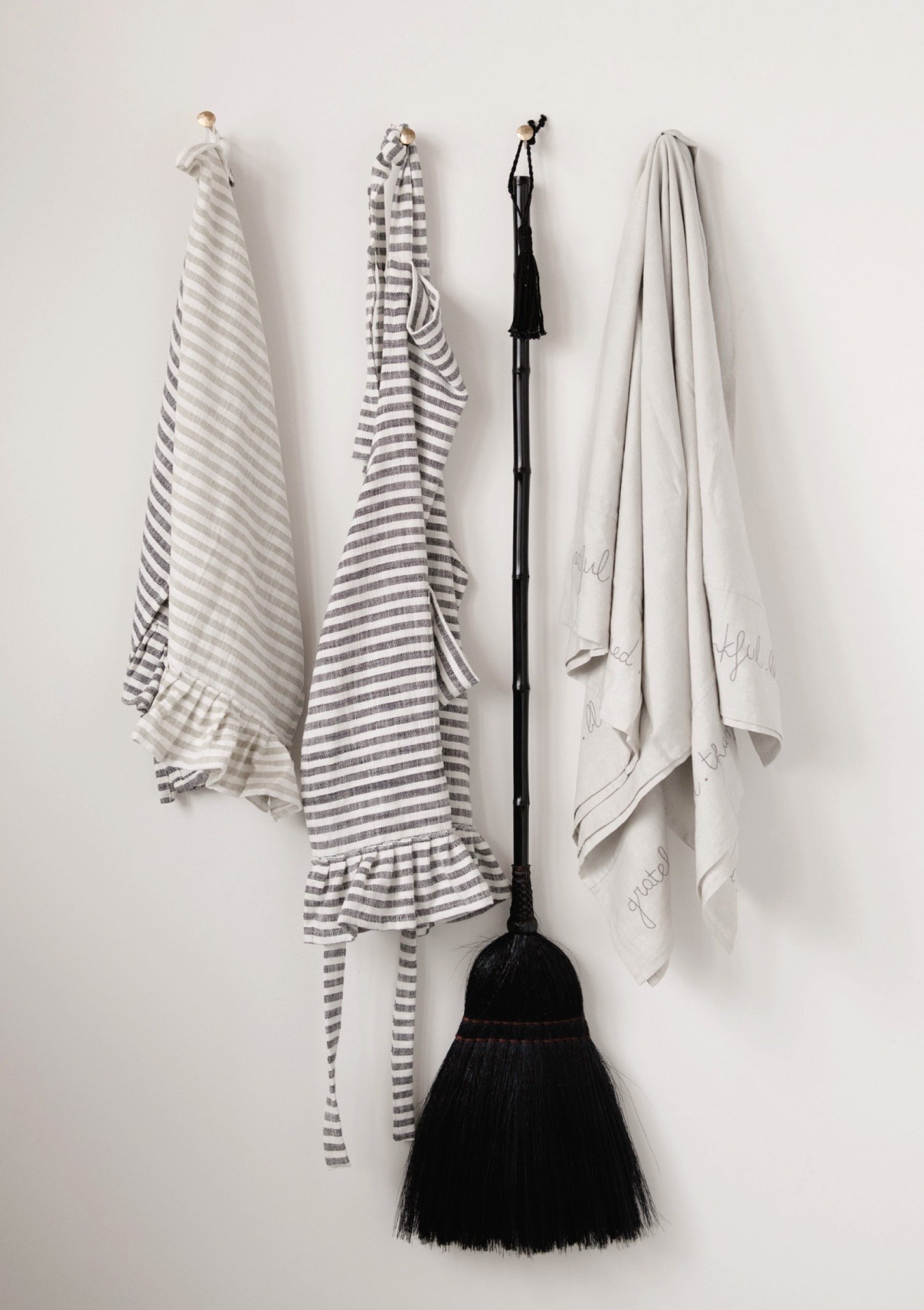 Striped Cotton Apron With Ruffle