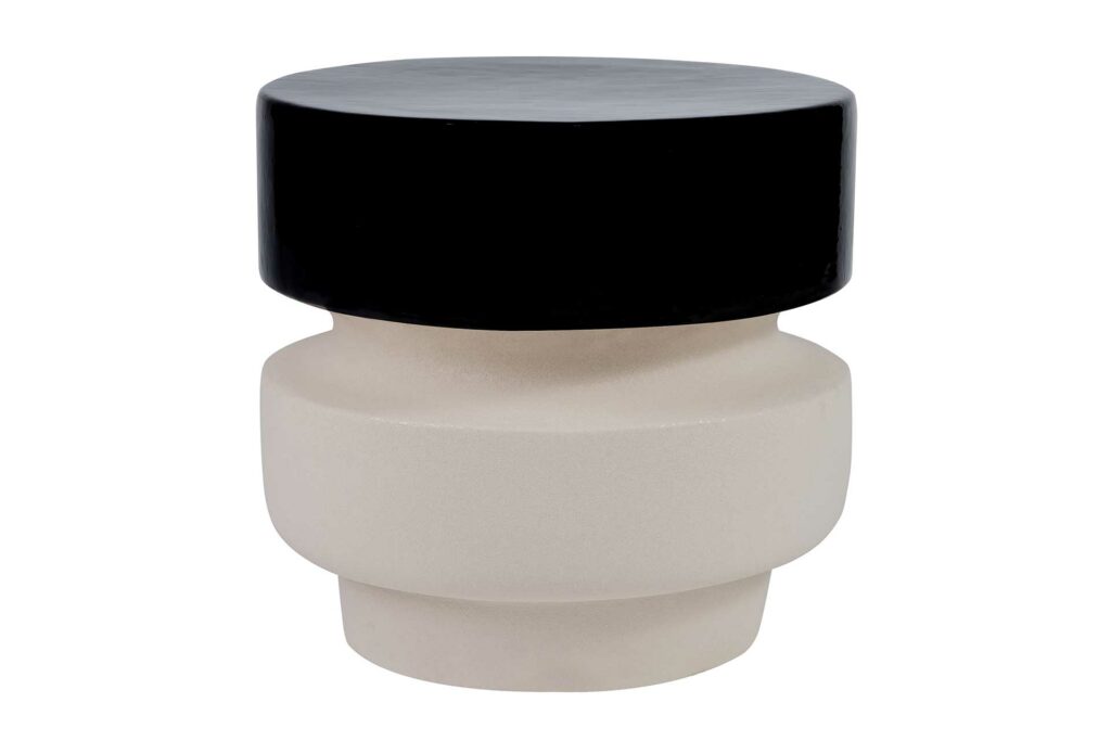 BALANCE STOOL/ACCENT TABLE 16” – JET GLOSS TOP / SAND MATTE BOTTOM