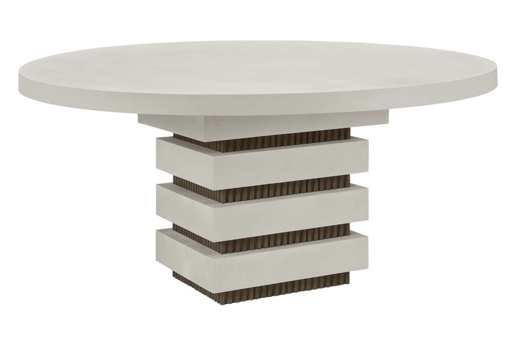 Meditation Round Dining Table With Limestone + Energy Base