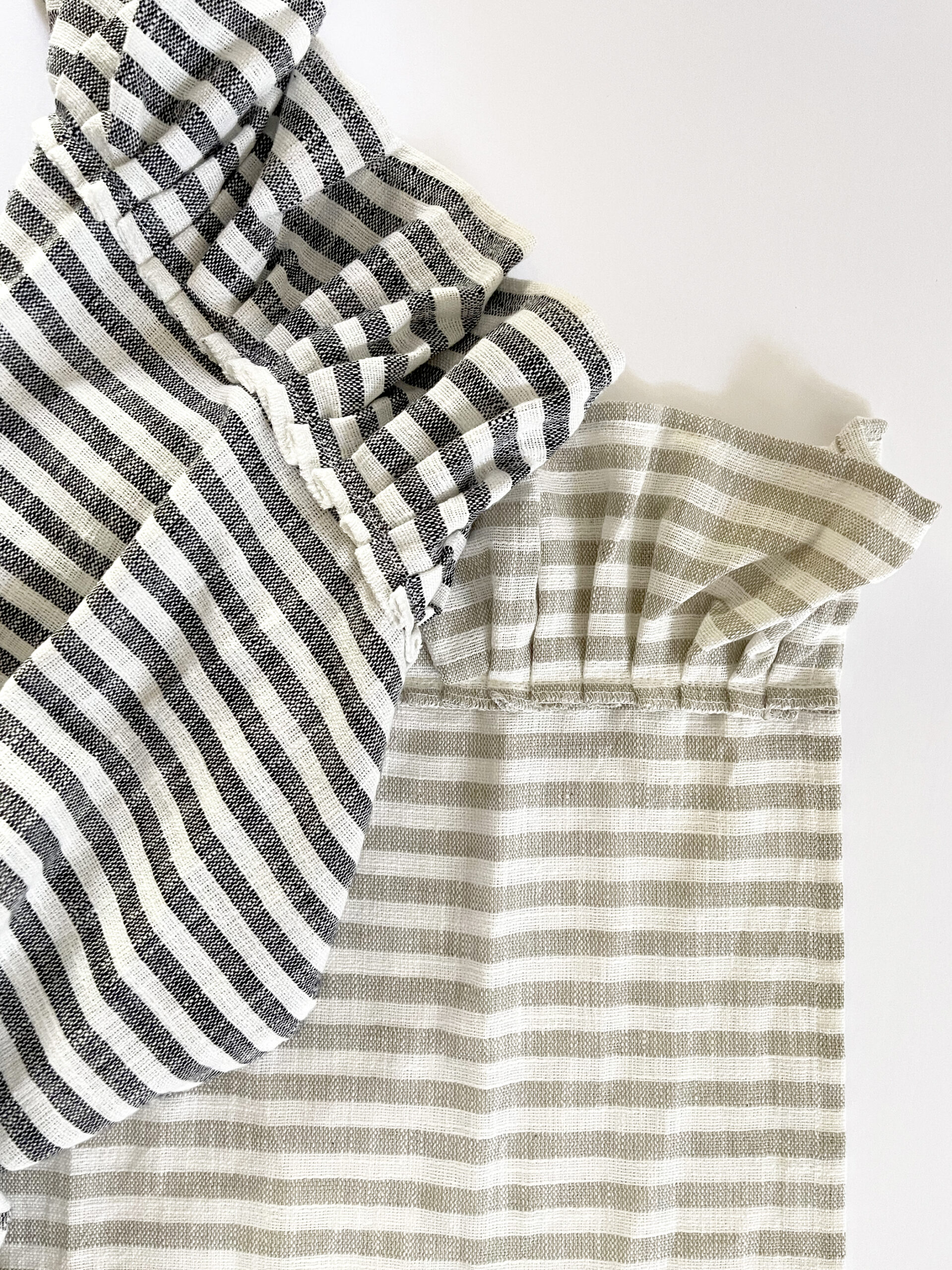 Set of Two Cotton Striped Tea Towels with Ruffle - Image 2